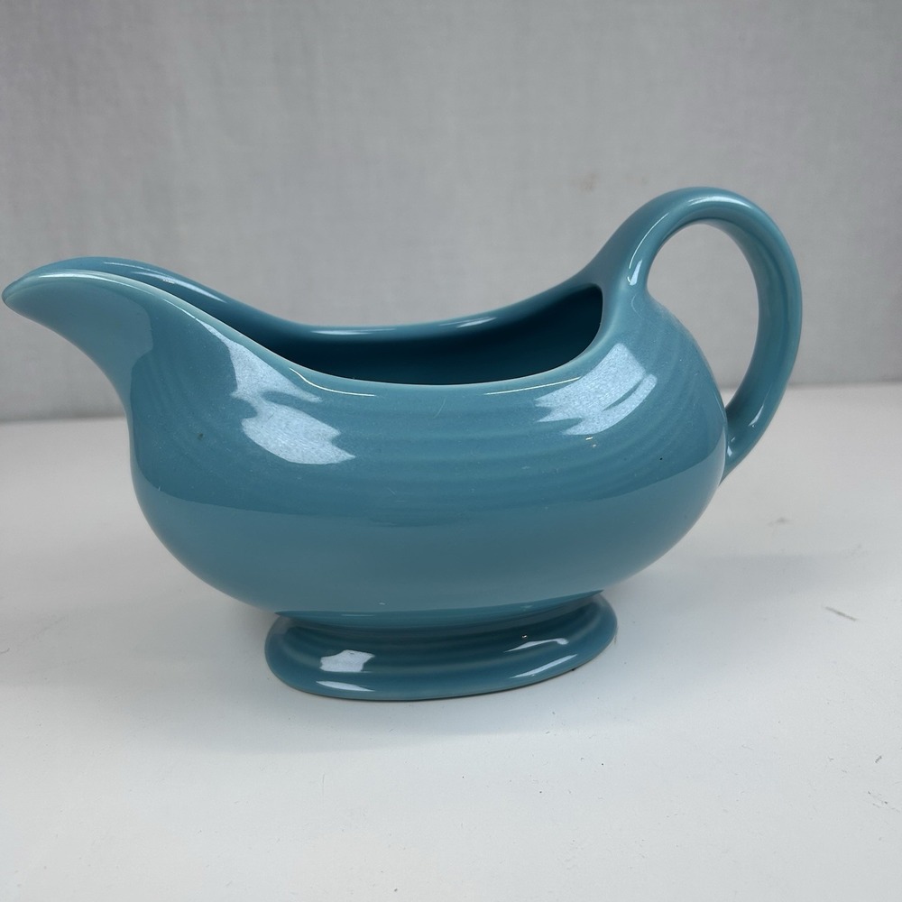 Homer Laughlin Fiesta Ware Turquoise Gravy Boat Kitchen Serving Sauce - Picture 3 of 7